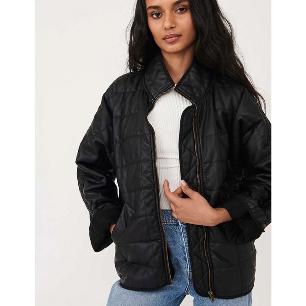NWT Free People Dolman Vegan Leather Quilted Jacket - Sold Out Color/Size